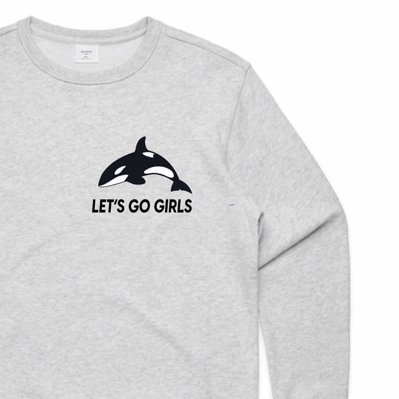 Let's Go Girls - Black and white Orca on Light Marle CREW